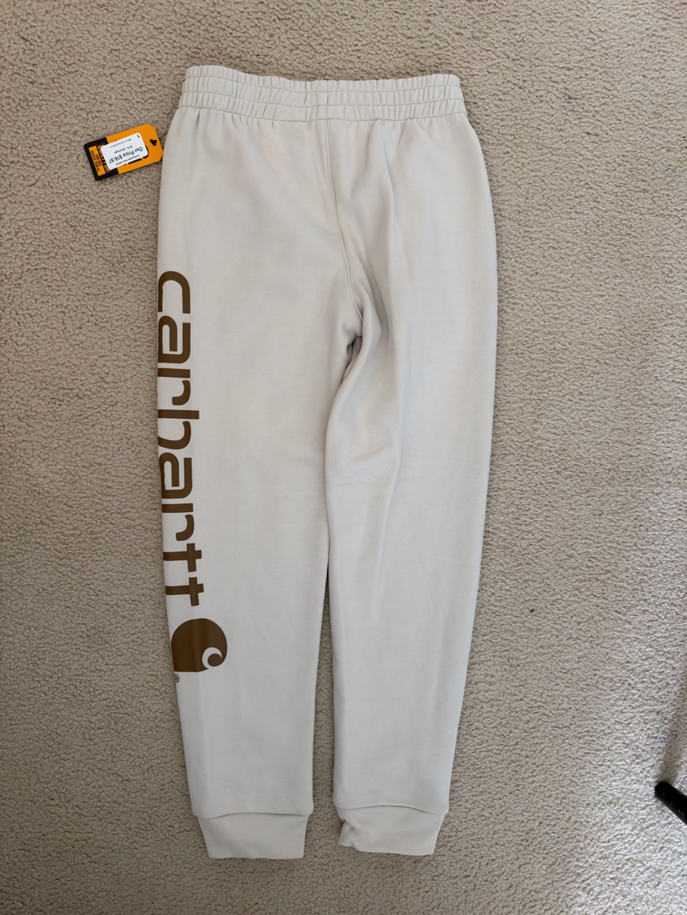 Carhartt Kids Cream Joggers with Brown Logo Print